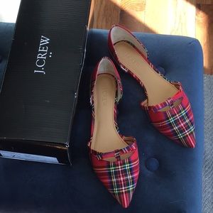 NWT Size 7 1/2 J. Crew Tartan D’Orsay Flats